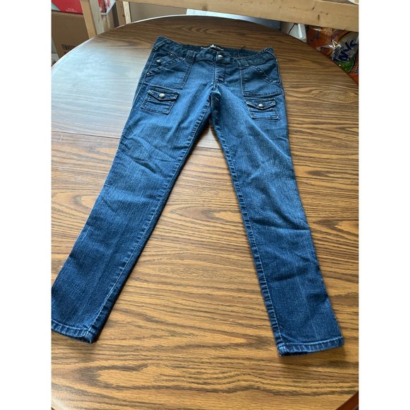 Source of Wisdom woman’s pull on button front straight leg jean size 0 - Picture 1 of 14